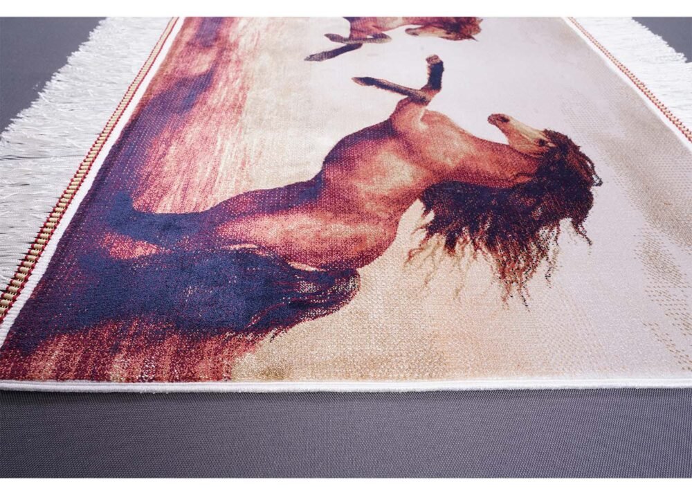 Small Rug Beige Brown 1.6x2.2 ft Portrait Design Bamboo-Silk - Rugs 1