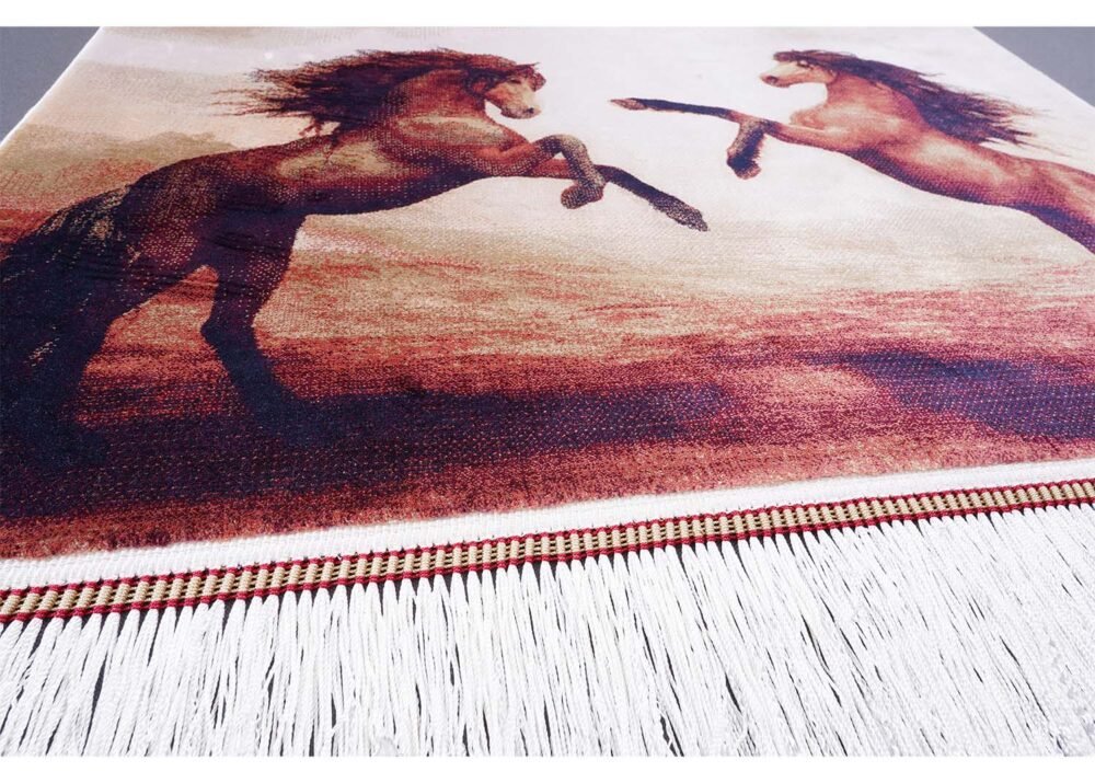 Small Rug Beige Brown 1.6x2.2 ft Portrait Design Bamboo-Silk - Rugs 1