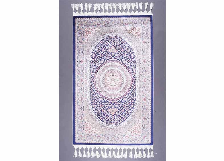 Small Rugs for Room Blue Silk Medallion 2.6x4.1 ft - Rugs 1