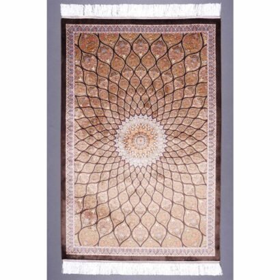 Small Washable Kitchen Rug Brown Silk Medallion 2.6x3.9 ft - Rugs 1
