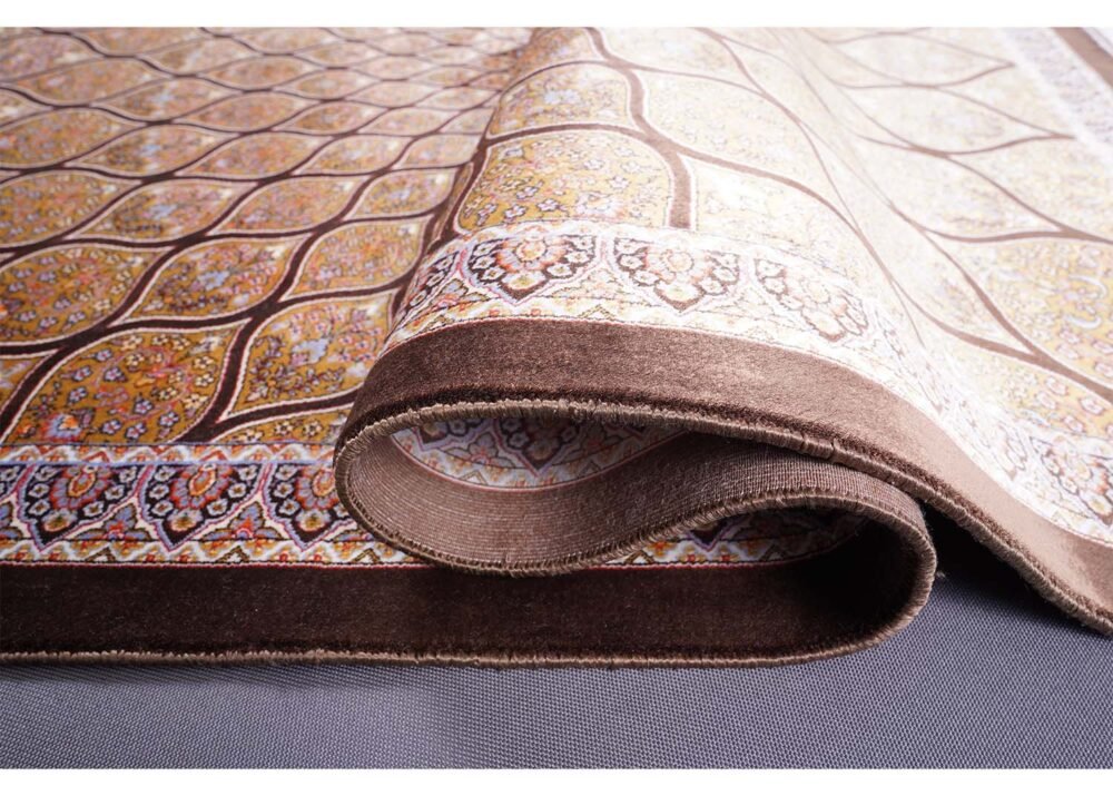 Small Washable Kitchen Rug Brown Silk Medallion 2.6x3.9 ft - Rugs 1