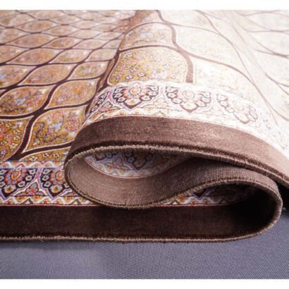 Small Washable Kitchen Rug Brown Silk Medallion 2.6x3.9 ft - Rugs 1