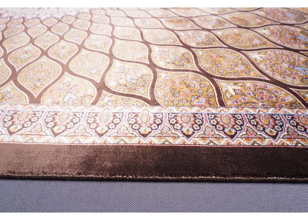 Small Washable Kitchen Rug Brown Silk Medallion 2.6x3.9 ft - Rugs 1