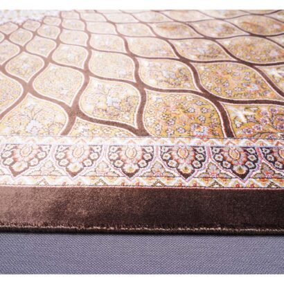 Small Washable Kitchen Rug Brown Silk Medallion 2.6x3.9 ft - Rugs 1