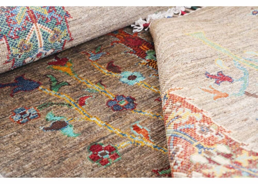 Sultani Traditional Grey Rug Floral Pattern 6x4 ft Wool-Cotton