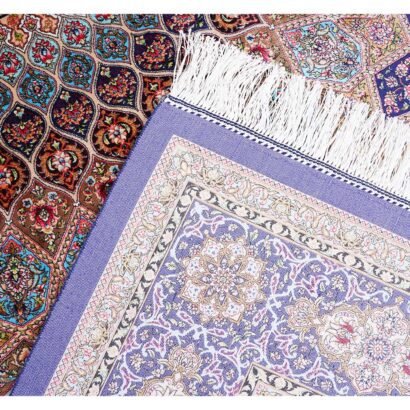 Throw Rugs for Bedroom Blue-Beige Silk Medallion 4.9x7.3 ft - Rugs 1