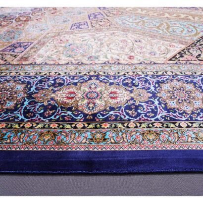 Throw Rugs for Bedroom Blue-Beige Silk Medallion 4.9x7.3 ft - Rugs 1