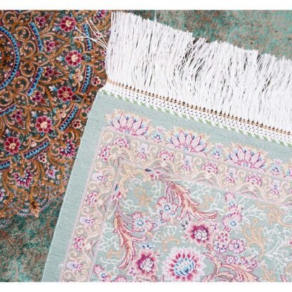 Throw Rugs for Living Room Green Silk Medallion 4.9x3.2 ft - Rugs 1