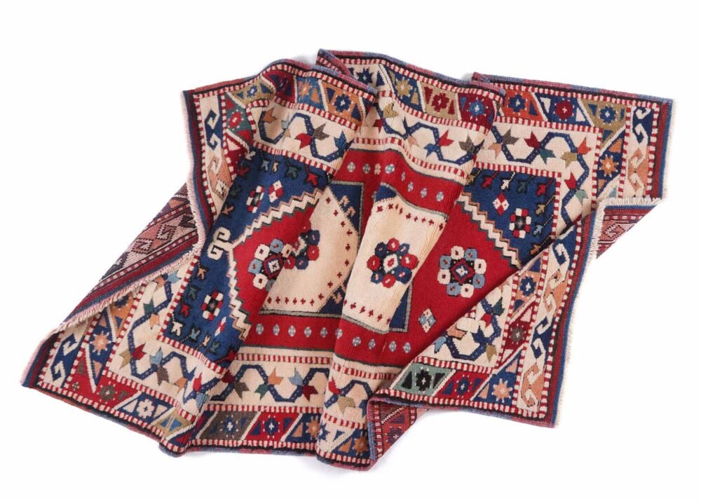 Traditional Beige-Red 3x6 Area Rug Geometric Pattern Yoruk