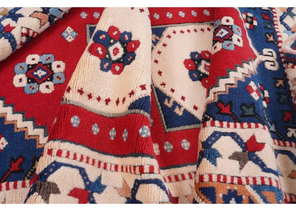 Traditional Beige-Red 3x6 Area Rug Geometric Pattern Yoruk