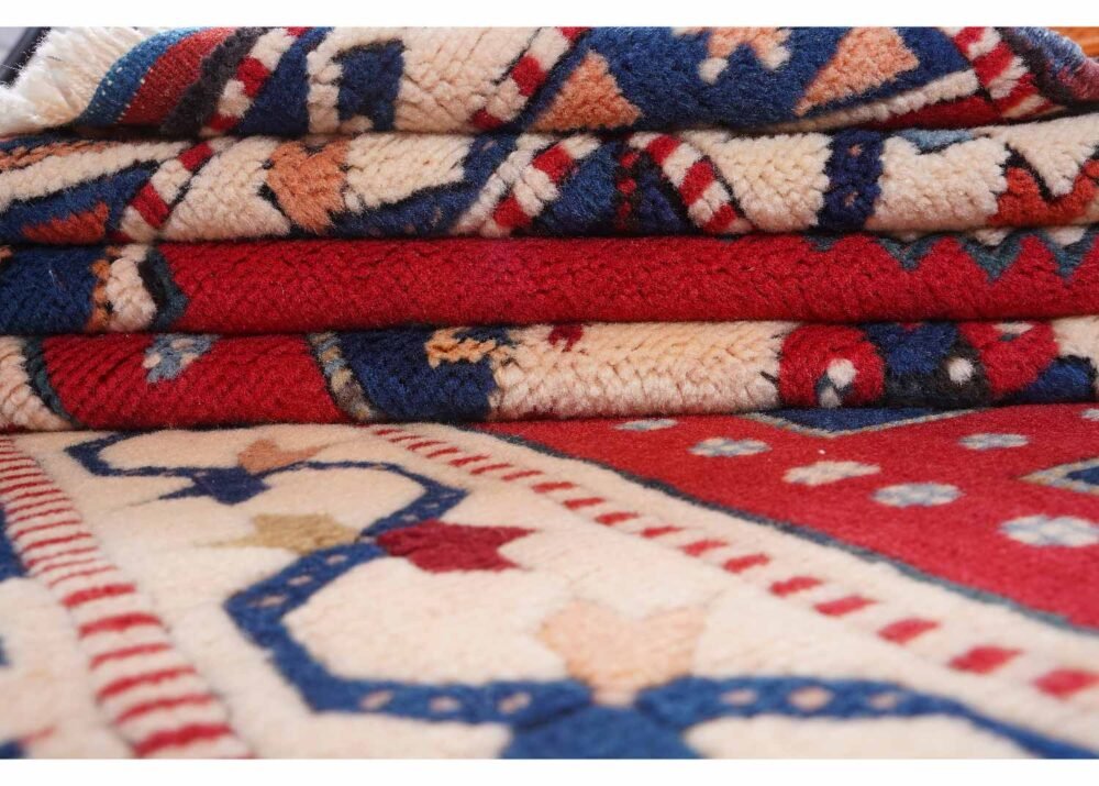 Traditional Beige-Red 3x6 Area Rug Geometric Pattern Yoruk
