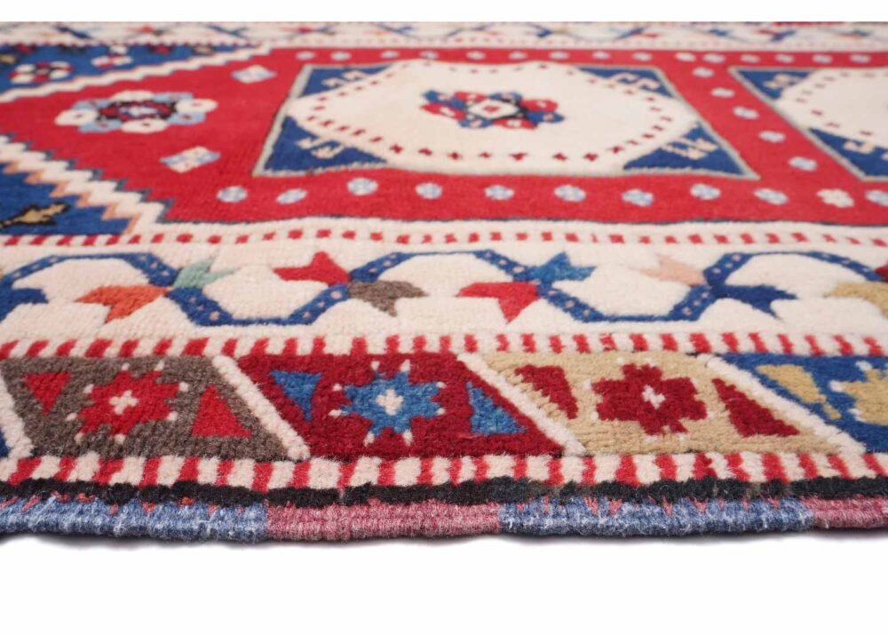 Traditional Beige-Red 3x6 Area Rug Geometric Pattern Yoruk