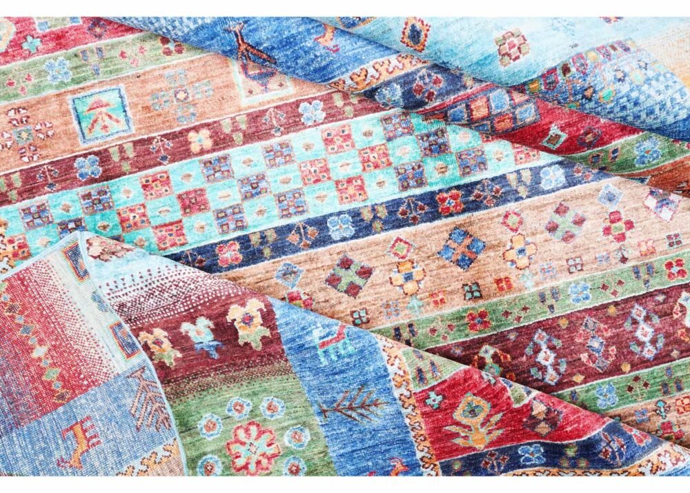 Traditional Colorful Kitchen Rugs Striped Pattern 9.8x6.5 ft Horcan