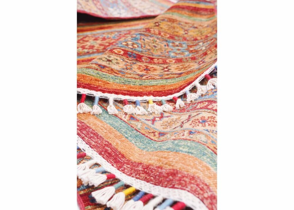 Traditional Horcun Striped Wool Rug 4.9x3.3 Hand-Knotted Wool/Cotton