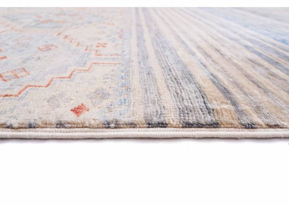 Traditional Horcun Wool Cotton Area Rug - Striped Pattern 7.9x5.5 ft