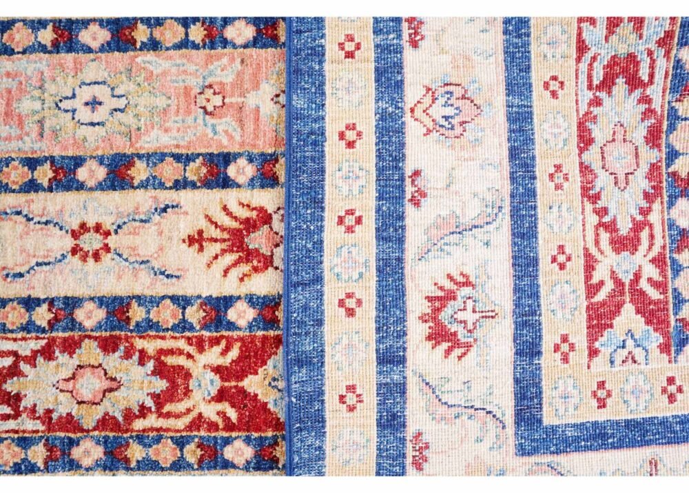 Traditional Horgan Blue Striped Rug Hand-Knotted 8.3x5.5 ft