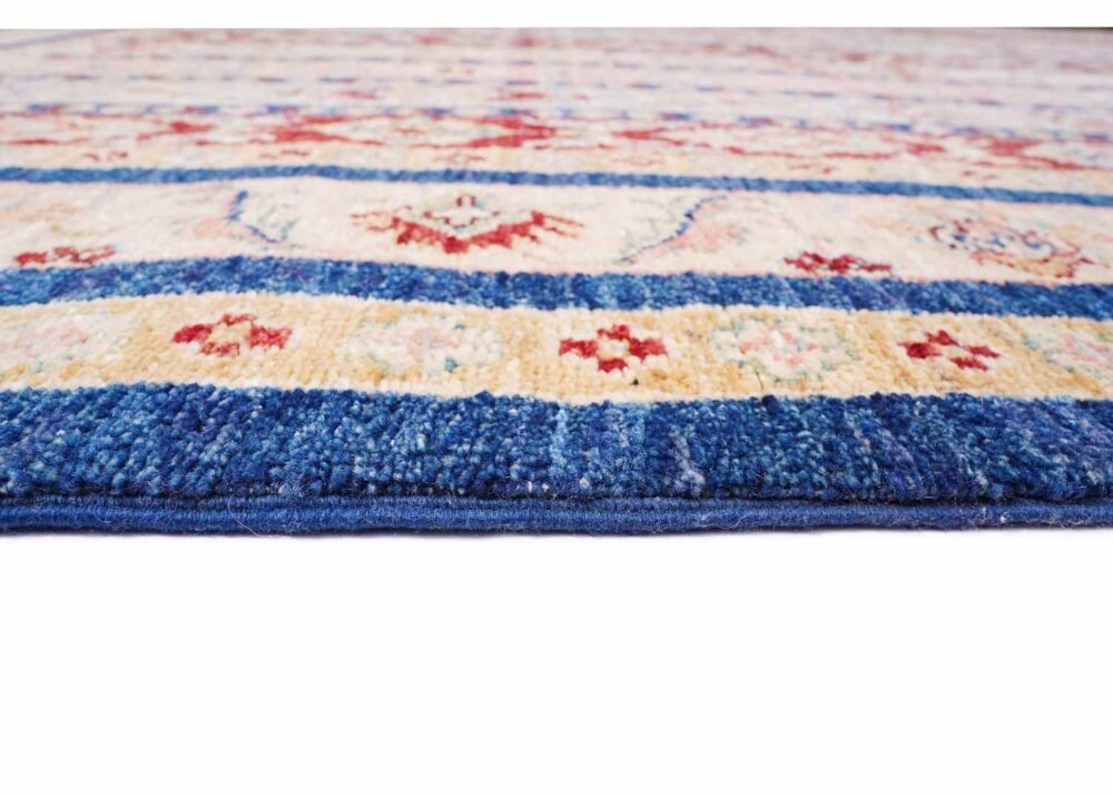 Traditional Horgan Blue Striped Rug Hand-Knotted 8.3x5.5 ft