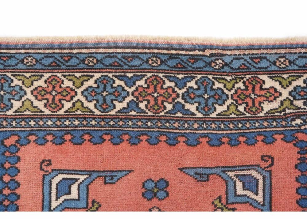 Traditional Kars 4x4 Wool Rug Semi-Old Blue & Orange