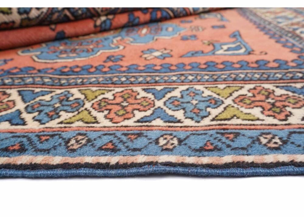 Traditional Kars 4x4 Wool Rug Semi-Old Blue & Orange
