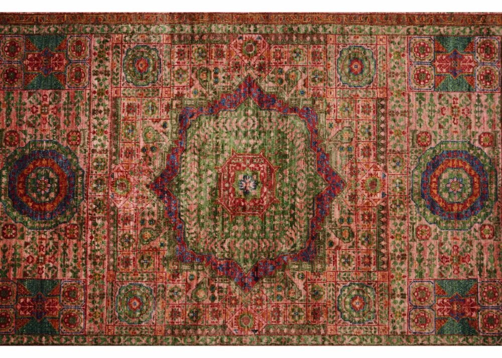 Traditional Memluk Copper Color Rug 5.8x4.2 Hand-Knotted