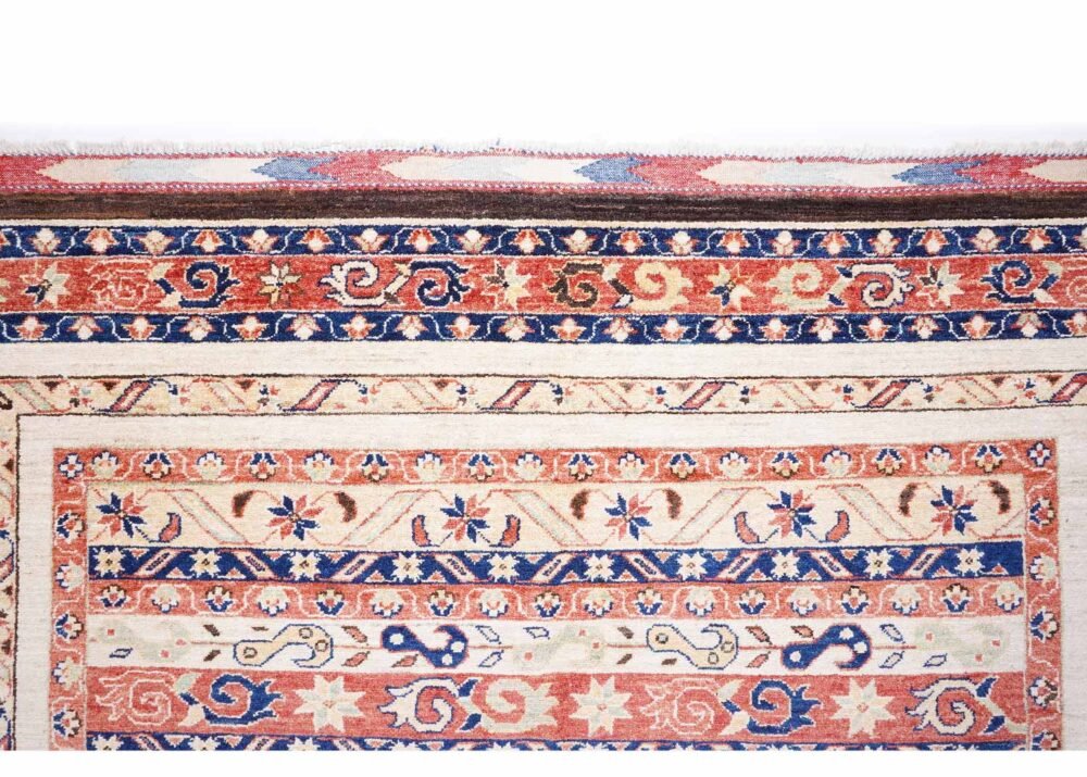 Traditional Outdoor Rug Stripe Pattern Orange-Beige 9x6.7 ft Sherwan