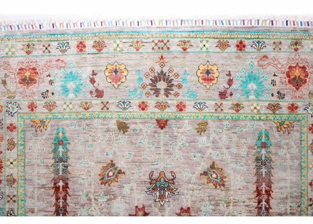 Traditional Sultani Grey Rugs for Living Room Pants & Trees Pattern