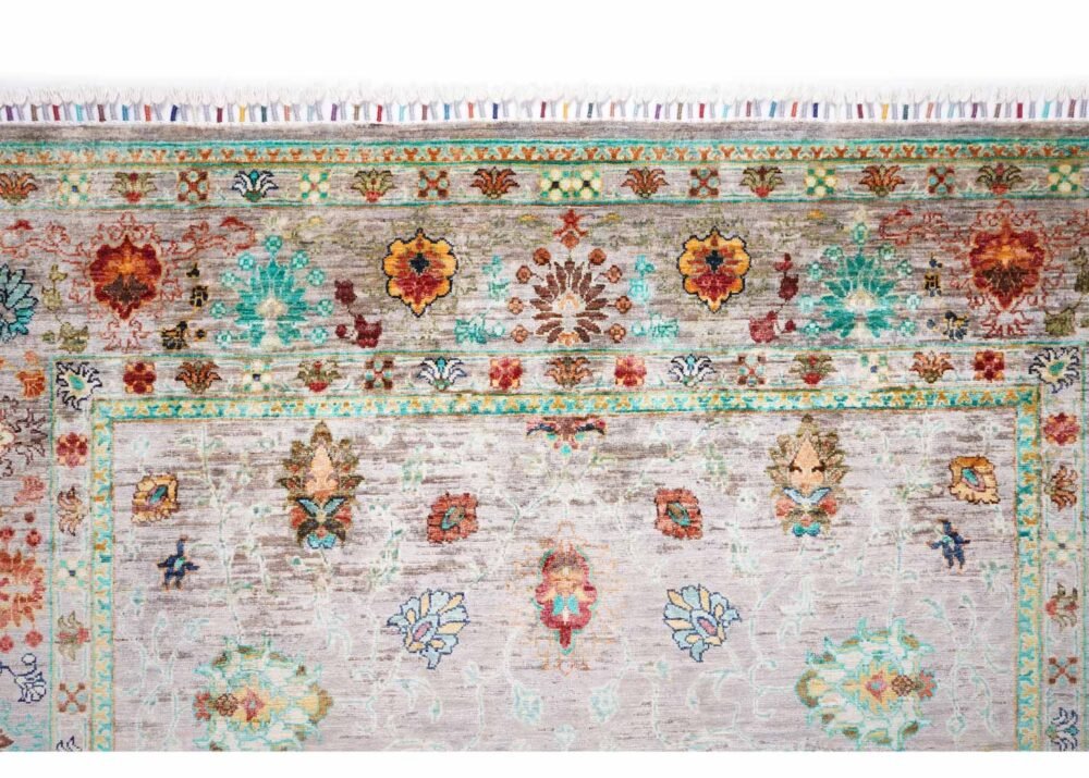 Traditional Sultani Grey Rugs for Living Room Pants & Trees Pattern
