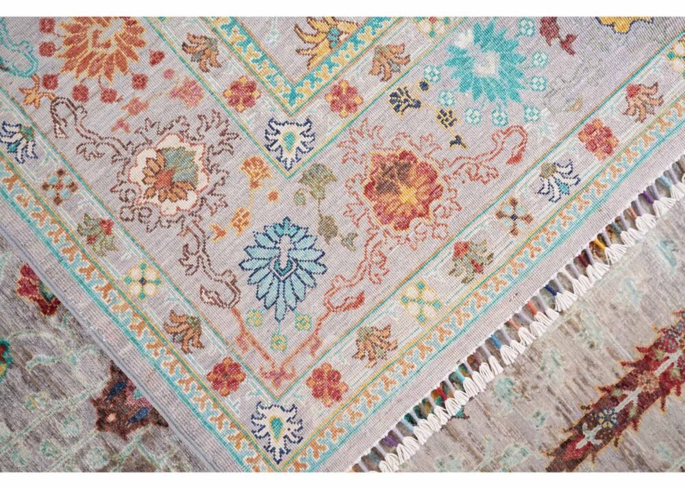 Traditional Sultani Grey Rugs for Living Room Pants & Trees Pattern