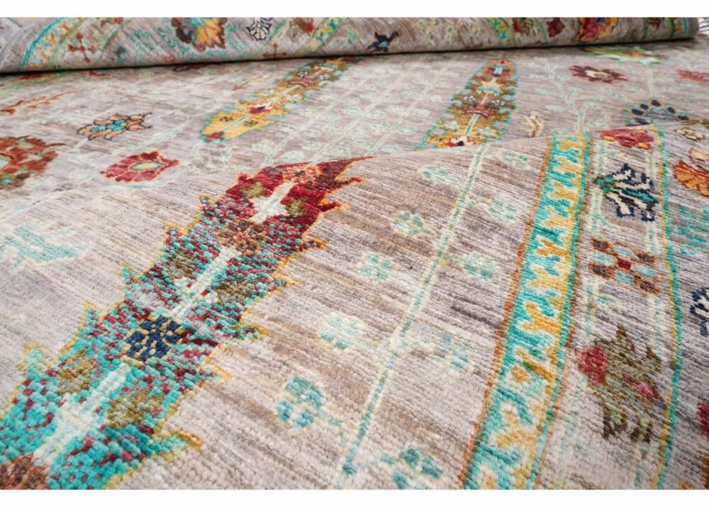Traditional Sultani Grey Rugs for Living Room Pants & Trees Pattern