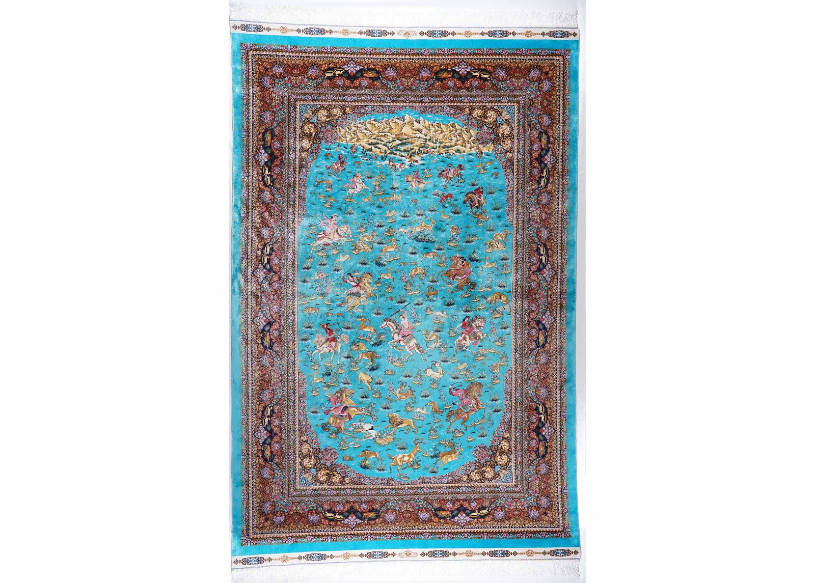 Tugra-Blue-Animal-Print-Rug-5x7-Area-Machine-made-Bamboo-Silk-1.jpg floor rug designed for all-purpose decor