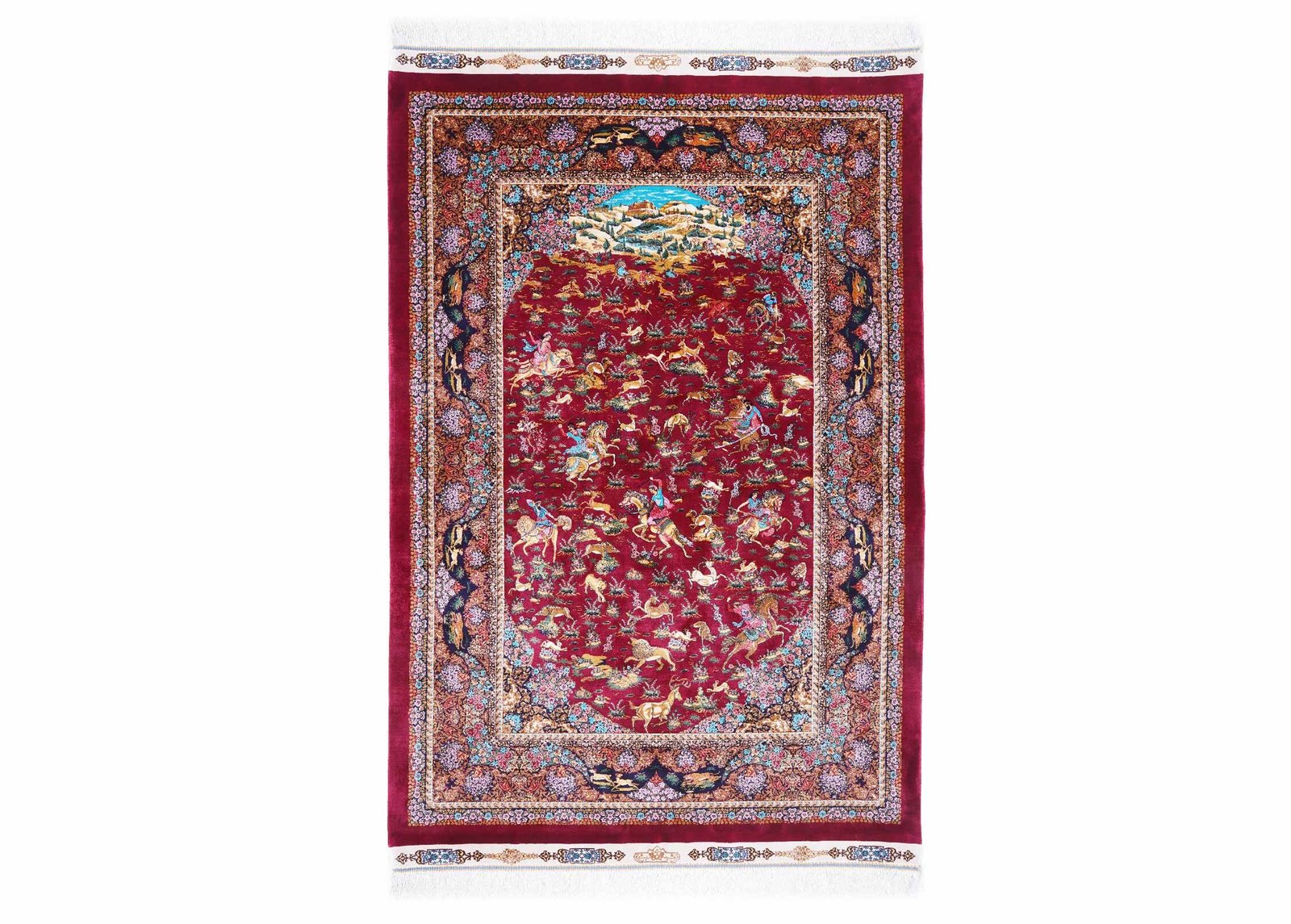 Tugra-Red-Animal-Print-Rug-Bamboo-Silk-3x5-ft-Machine-made-1.jpg contemporary rug layout for interior styling