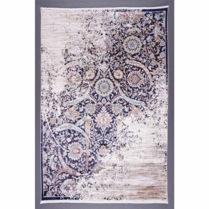 Turkish Oriental Blue Beige Modern Rug 3.9x2.6 ft - Rugs 1