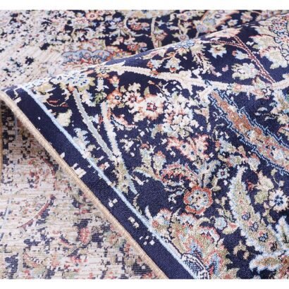 Turkish Oriental Blue Beige Modern Rug 3.9x2.6 ft - Rugs 1