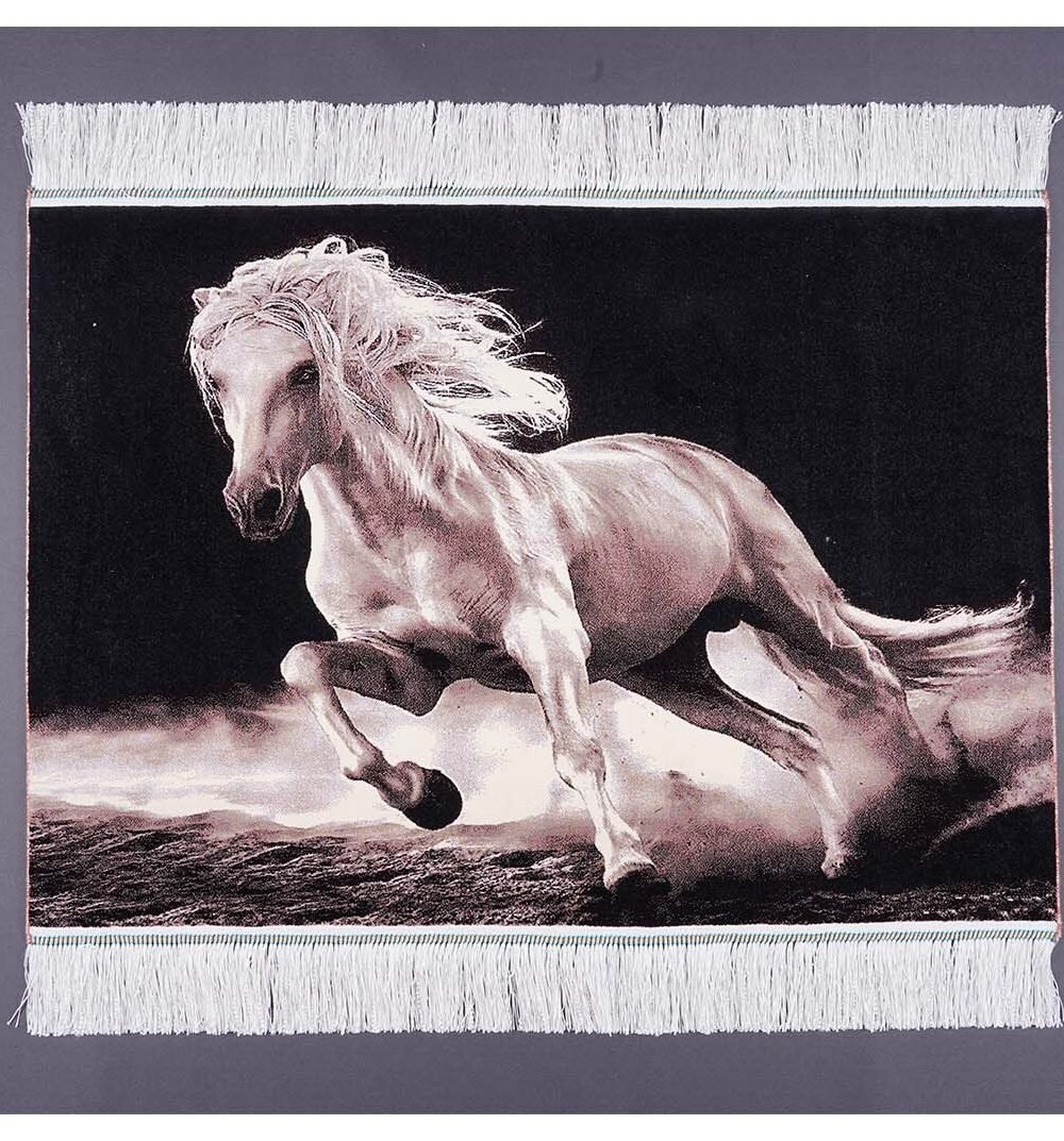 Washable Black Beige Rug 2.2x3.2 ft Portrait Silk - Rugs 1