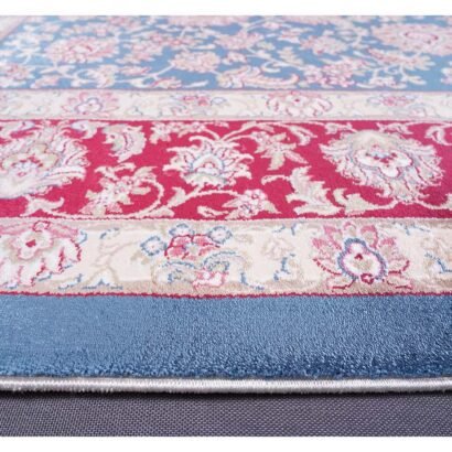 Washable Blue Beige Rug 3.9x5.9 ft Bamboo-Silk Medallion - Rugs 1