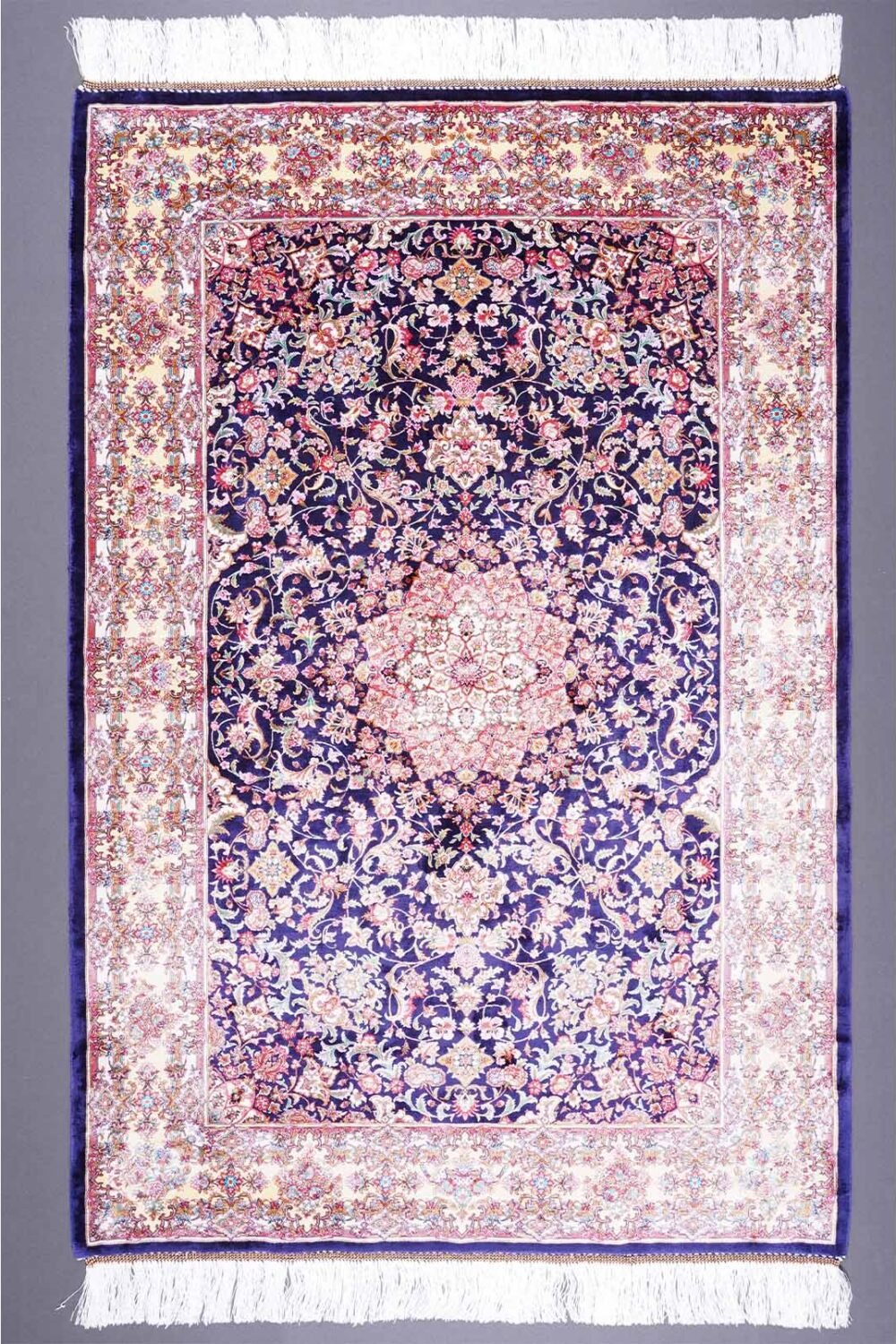 Washable Rugs for Living Room Beige Silk Medallion 4.9x3.2 ft - Rugs 1