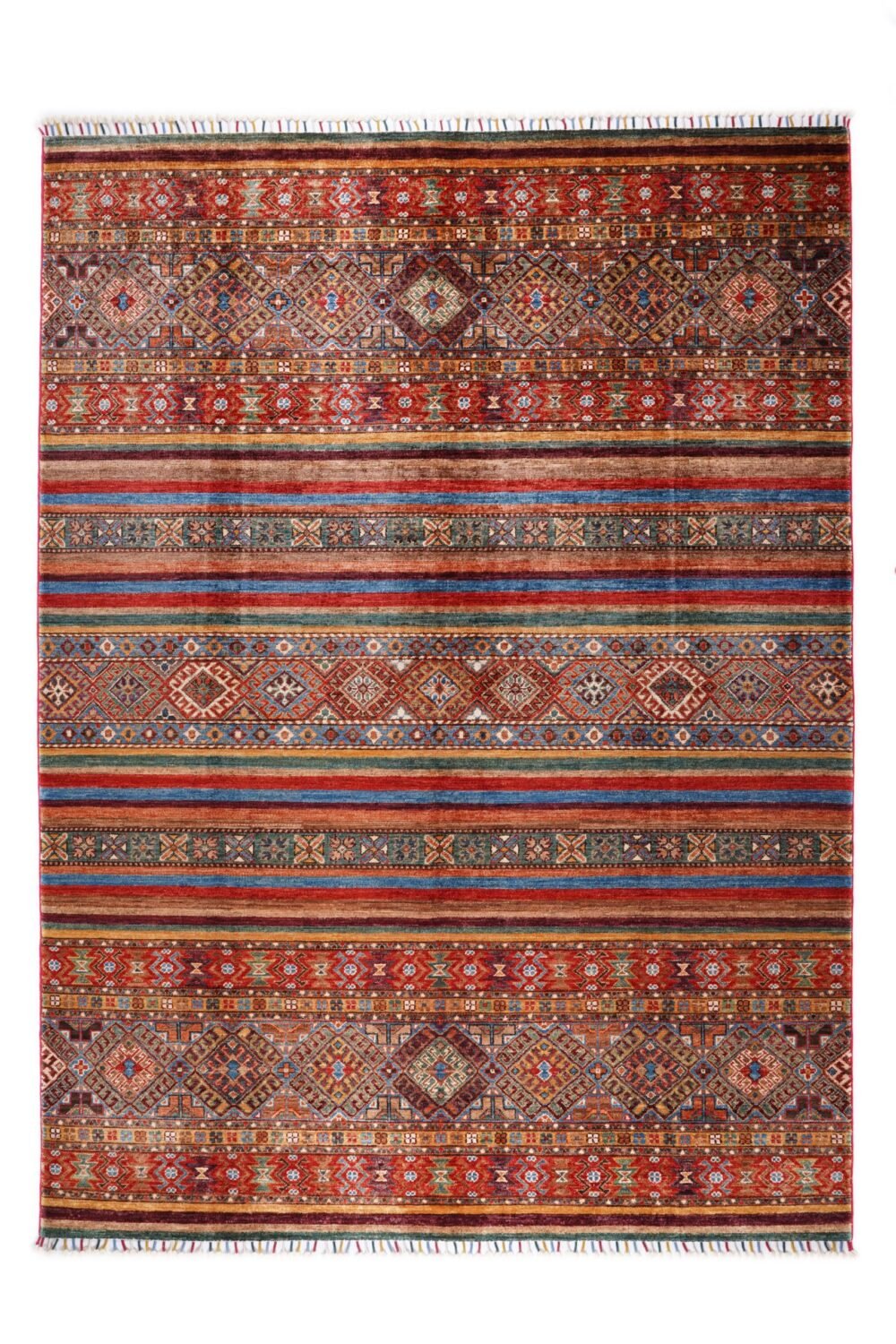 Rainbow Striped Afghan Rug