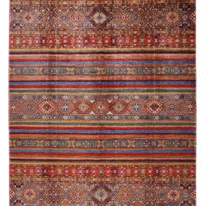 Rainbow Striped Afghan Rug