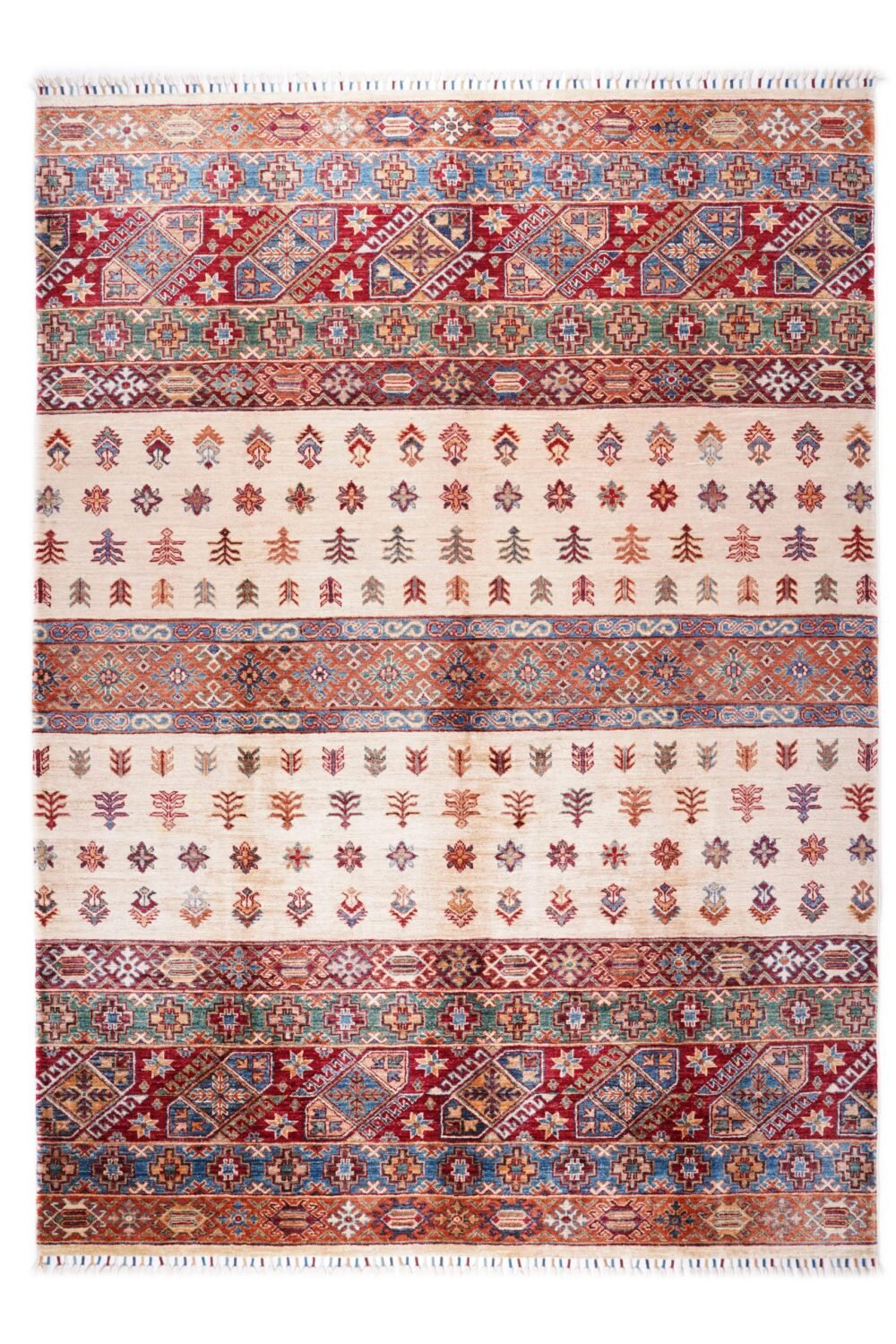 Beige Orange Afghan Rug