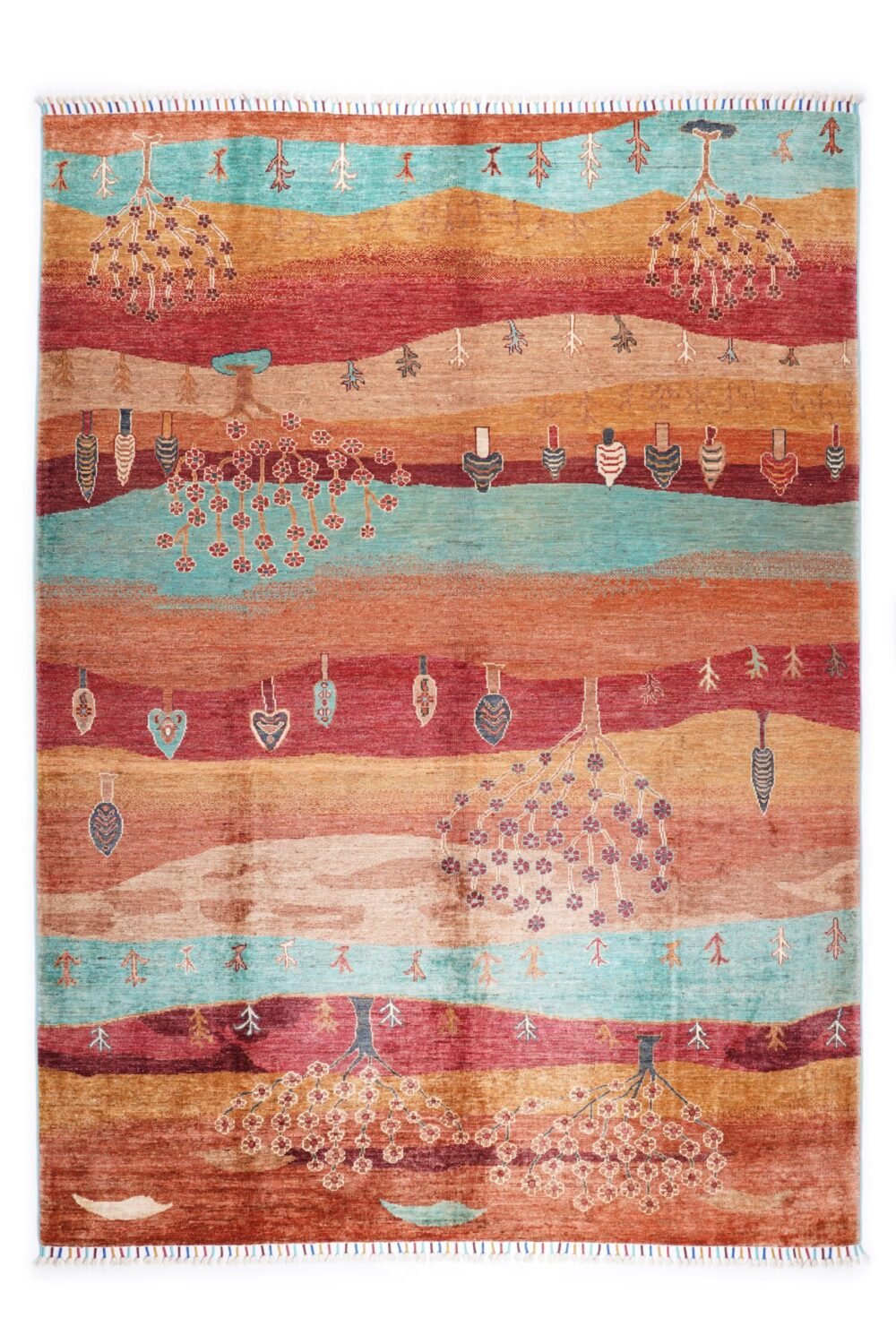 Red Orange Botanical Rug