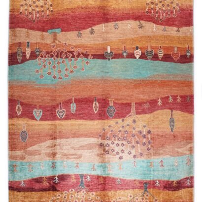 Red Orange Botanical Rug