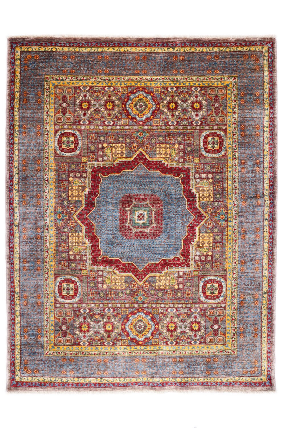 Grey Yellow Afghan Memluk Rug