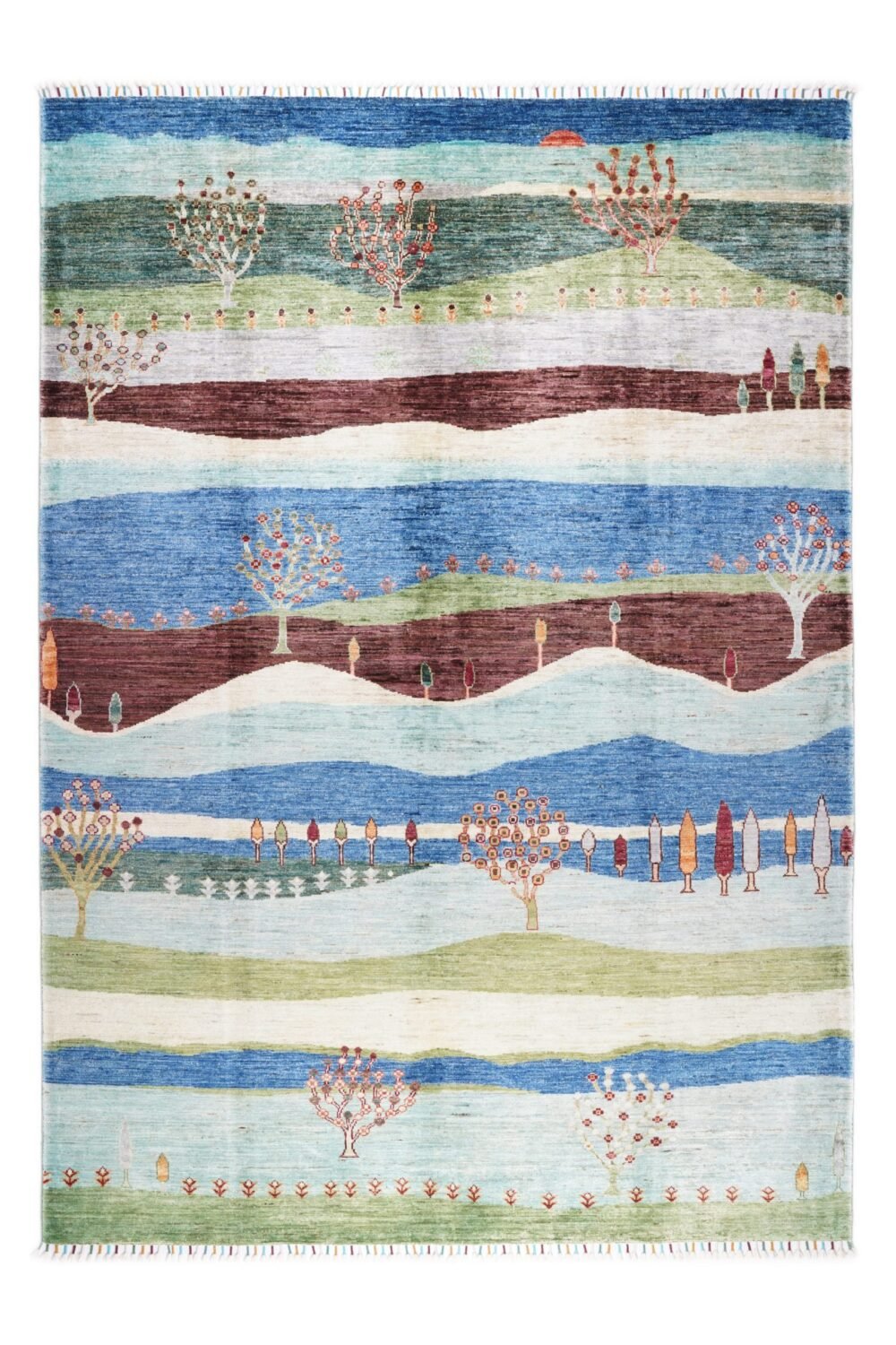 Green Blue Tree of Life Rug