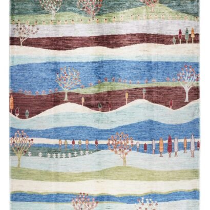 Green Blue Tree of Life Rug