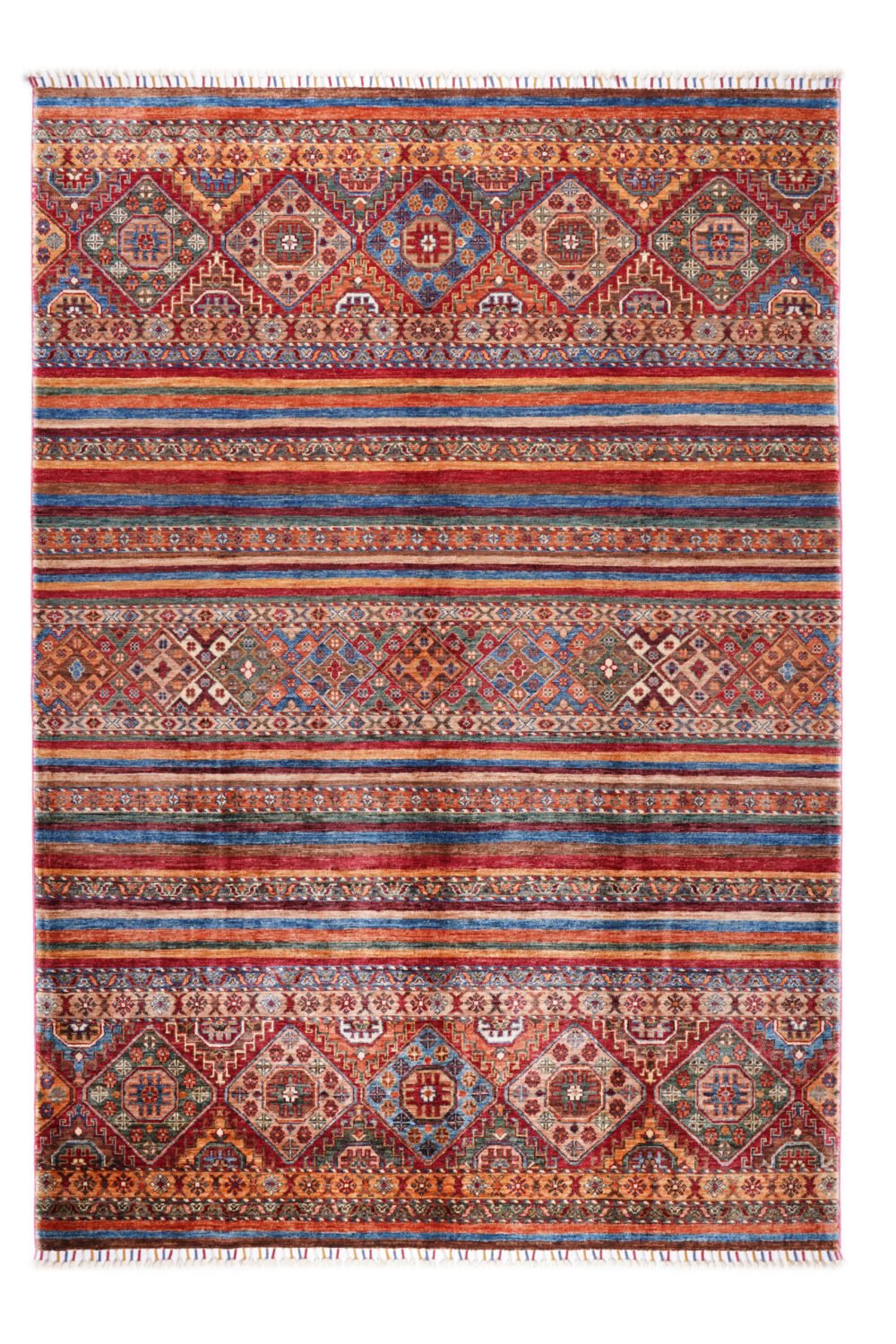 Rainbow Striped Afghan Rug