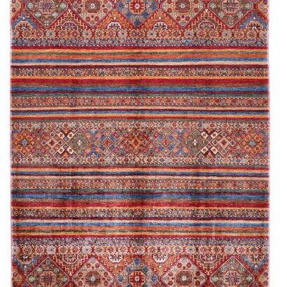 Rainbow Striped Afghan Rug