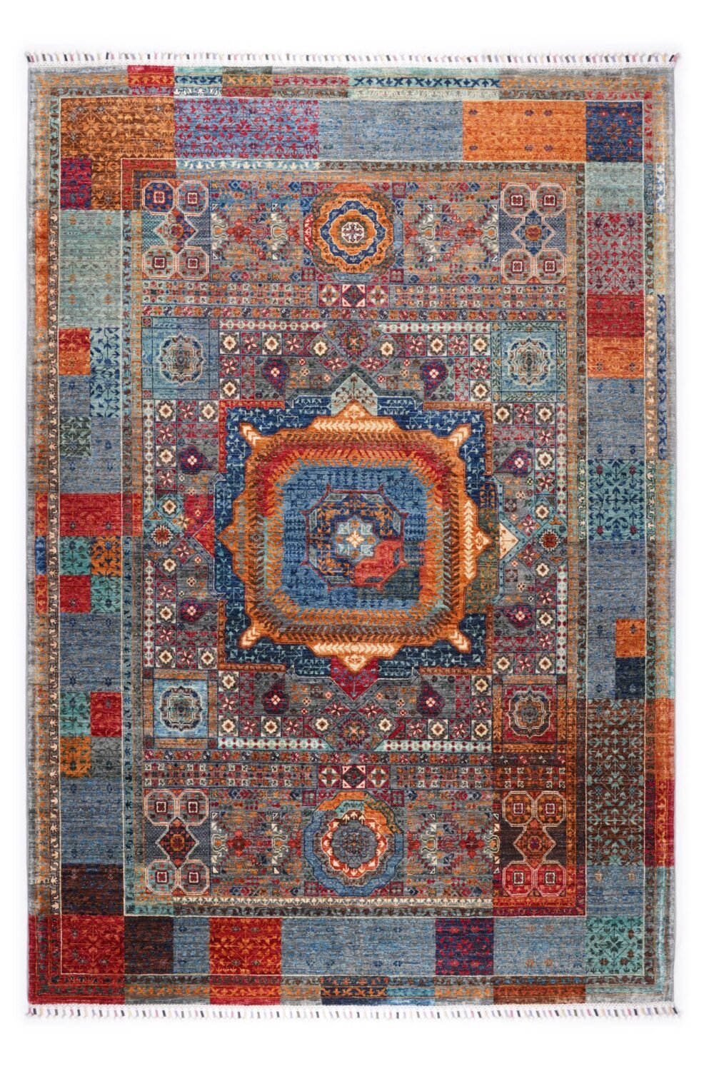 Blue Orange Turkish Rug