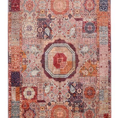 Orange Pink Afghan Rug