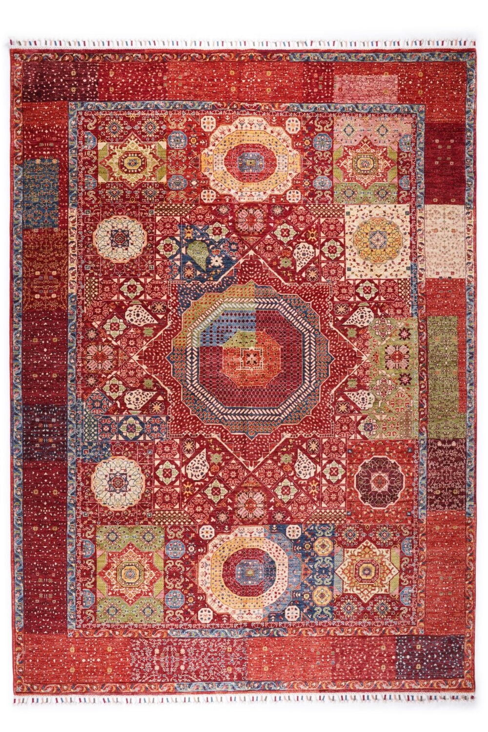 Red Blue Afghan Memluk Rug