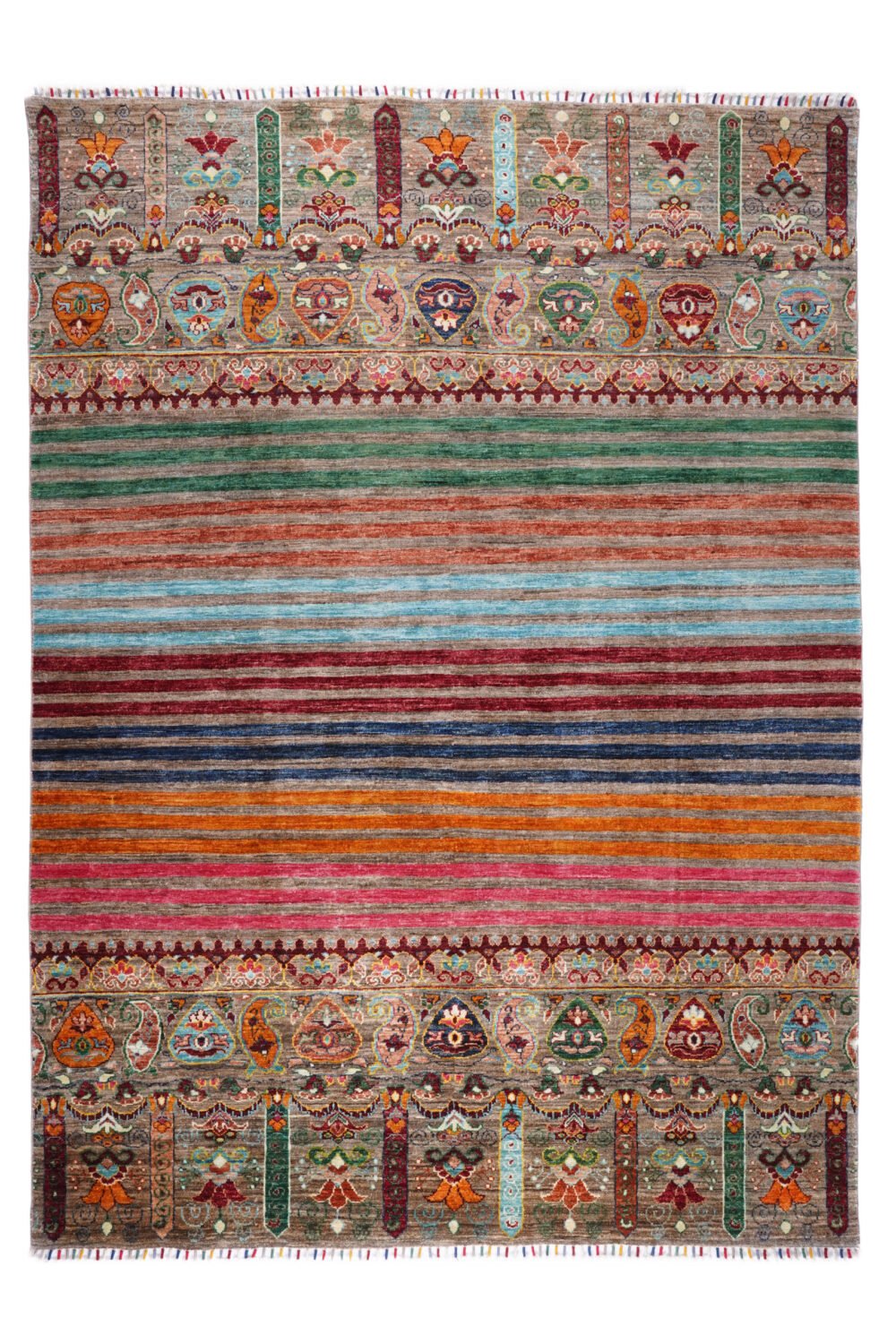 Rainbow Striped Afghan Rug